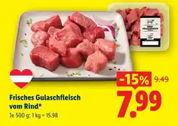Lidl Frisches Gulaschfleisch vom Rind Angebot