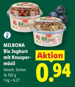 Lidl Milbona bio joghurt mit knusper- müsli Angebot
