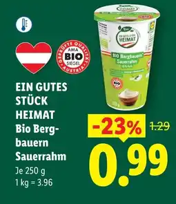 Lidl Ein gutes stück heimat bio berg- bauern sauerrahm Angebot