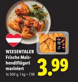 Lidl Wiesentaler frische mais- hendlflügerl mariniert Angebot