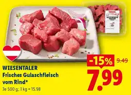Lidl Wiesentaler Frisches Gulaschfleisch vom Rind Angebot