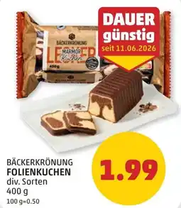 PENNY Bäckerkrönung folienkuchen Angebot