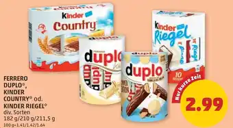 PENNY Ferrero duplo, kinder country od. kinder riegel Angebot