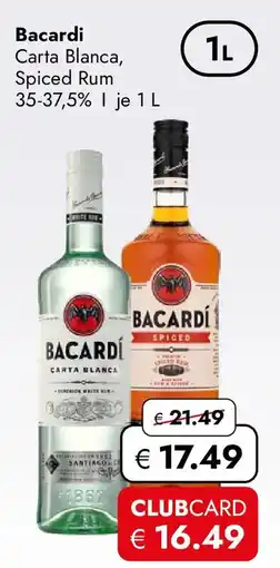 Travel FREE Bacardi Carta Blanca, Spiced Rum 35-37.5% Angebot
