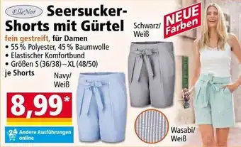 Elle Nor Seersucker- Shorts mit Gürtel