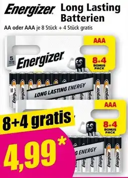 Norma Energizer Long Lasting Batterien Angebot