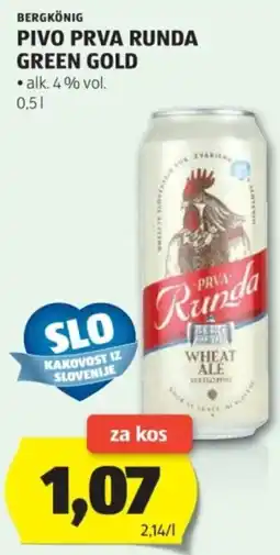 Hofer Bergkönig pivo prva runda green gold Angebot