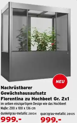 Salzburger Lagerhaus Nachrüstbarer Gewächshausaufsatz Florentina zu Hochbeet Gr. 2x1 Angebot