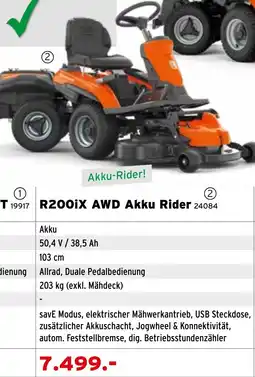 Salzburger Lagerhaus Husqvarna R200iX AWD Akku Rider Angebot