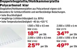 Salzburger Lagerhaus Doppelstegplatte/Hohlkammerplatte Polycarbonat klar Angebot