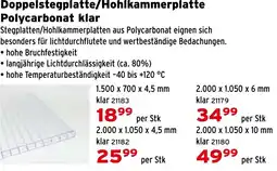Salzburger Lagerhaus Doppelstegplatte/Hohlkammerplatte Polycarbonat klar Angebot