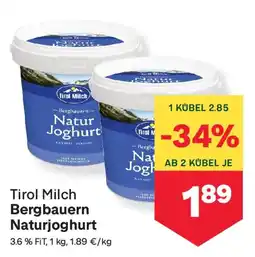 MPreis Tirol Milch Bergbauern Naturjoghurt Angebot
