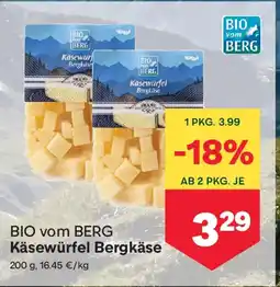 MPreis BIO vom BERG Käsewürfel Bergkäse Angebot