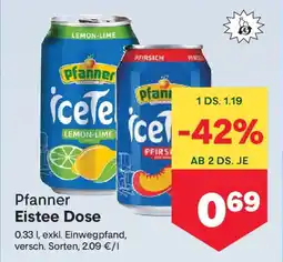 MPreis Pfanner Eistee Dose Angebot