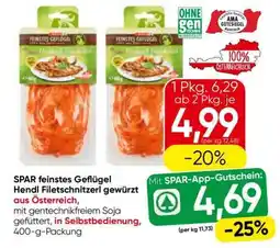 Eurospar SPAR Feinstes Geflügel Hendl Filetschnitzerl gewürzt Angebot