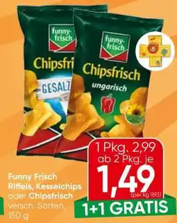 Eurospar Funny Frisch Riffels, Kesselchips oder Chipsfrisch Angebot