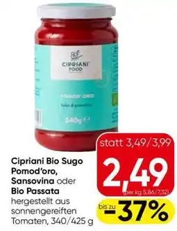 Eurospar Cipriani Bio-Sugo Pomod'oro, Sansovina oder Bio-Passata Angebot