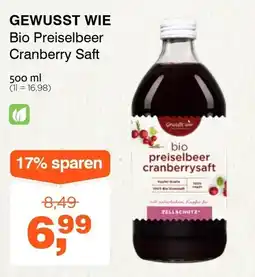 Prokopp Gewusst wie bio preiselbeer cranberry saft Angebot