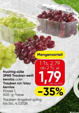 Spar Fruchtig süße spar trauben weiß kernlos oder trauben rot/blau kernlos Angebot