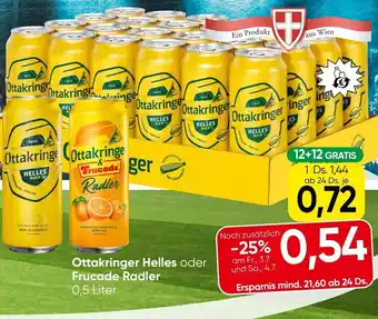 Spar Ottakringer Helles oder Frucade Radler Angebot