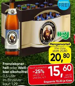 Spar Franziskaner hell oder Weiß- bier alkoholfrei Angebot