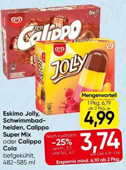 Spar Eskimo Jolly, Schwimmbad- helden, Calippo Super Mix oder Calippo Angebot