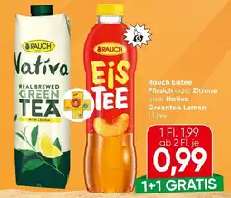 Spar Rauch eistee pfirsich oder zitrone oder nativa greentea lemon Angebot