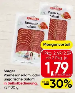 Spar Sorger Parmesansalami oder ungarische Salami Angebot