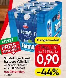 Spar Schärdinger Formil haltbare Vollmilch 3,5% oder Leicht- milch 0,5% Fett Angebot