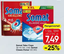 Spar Somat Tabs/Caps 36-64 Stk. oder Somat Classic Pulver 125 WG Angebot