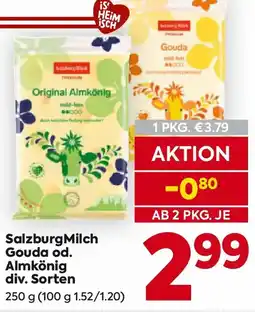 Billa Salzburg Milch Gouda od. Almkönig div. Sorten Angebot