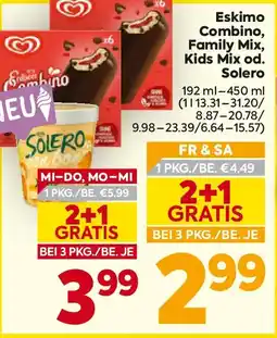 Billa Eskimo Combino, Family Mix, Kids Mix od. Solero Angebot