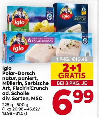 Billa Iglo polar-dorsch natur, paniert, müllerin, serbische art, fisch'n'crunch od. scholle Angebot
