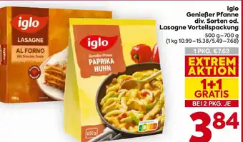 Iglo Genießer Pfanne div. Sorten od. Lasagne Vorteilspackung