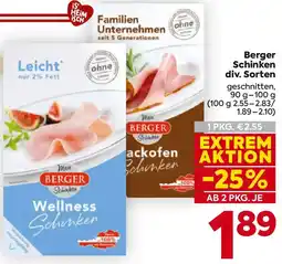 Billa Berger Schinken div. Sorten Angebot