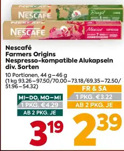 Billa Nescafé Farmers Origins Nespresso-kompatible Alukapseln div. Sorten Angebot
