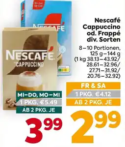 Billa Nescafé Cappuccino od. Frappé div. Sorten Angebot