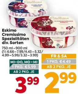 Billa Eskimo Cremissimo Spezialitäten div. Sorten Angebot