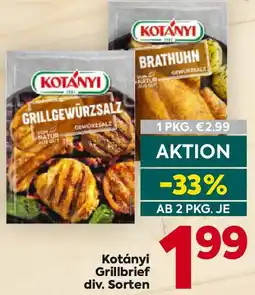 Billa Kotányi Grillbrief div. Sorten Angebot