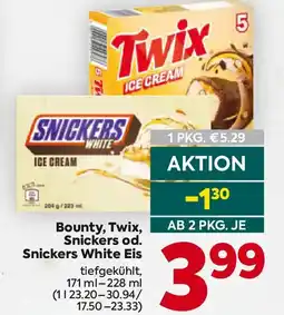 Billa Bounty, Twix, Snickers od. Snickers White Eis Angebot