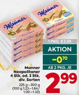 Billa Manner Neapolitaner 4 Stk. od. 3 Stk. Angebot