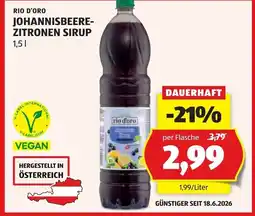 Hofer Rio d'oro johannisbeere- zitronen sirup Angebot