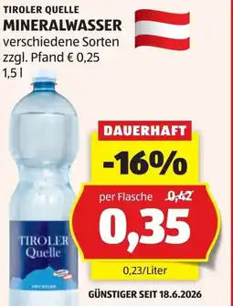 Hofer Tiroler quelle mineralwasser Angebot
