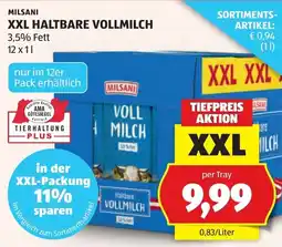 Hofer Milsani xxl haltbare vollmilch Angebot