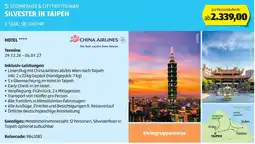 Hofer Sternfahrt & citytrip/taiwan silvester in taipeh Angebot
