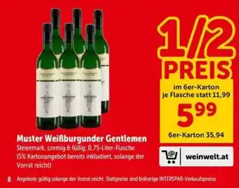 Interspar Muster Weißburgunder Gentlemen Angebot