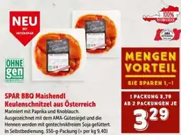 Interspar SPAR BBQ Maishendl Keulenschnitzel aus Österreich Angebot