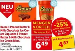Interspar Reese's Peanut Butter & Milk Chocolate Ice Cre- am Cup oder 8 Peanut Butter & Milk Chocolate Ice Cream Bites Angebot