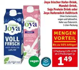 Interspar Joya frischer hafer-drink, mandel-drink, soja protein drink oder joya hafermilch vollfrisch Angebot
