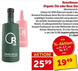 Interspar Reisetbauer Organic Gin oder Rose Gin Angebot